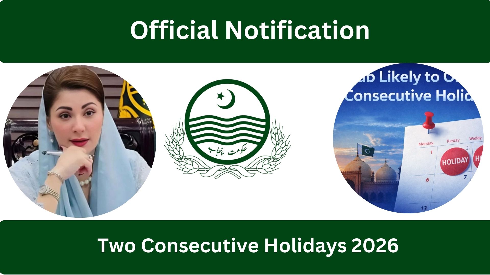 Punjab Govt Issues Official Notification of Two Consecutive Holidays 2026